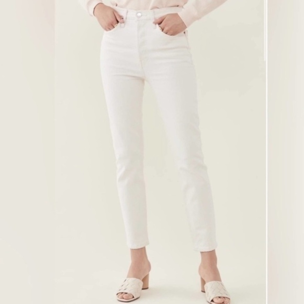 NWT RE/DONE High Rise Ankle Crop Stretch Jeans White Size 25
